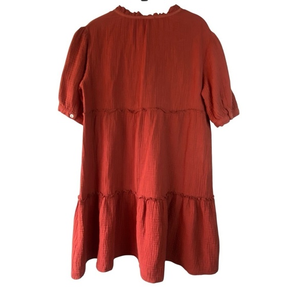 Drew Amber Tiered Cotton Gauze
Half Puff Button Sleeve Mini Sheath Dress SZ S - Picture 3 of 12